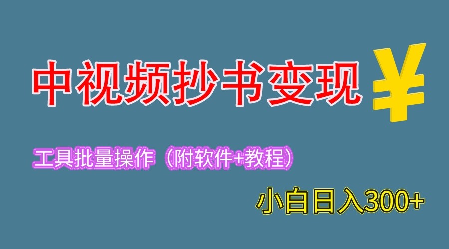 2023中视频抄书变现（附工具+教程），一天300+，特别适合新手操作的副业-天天学吧